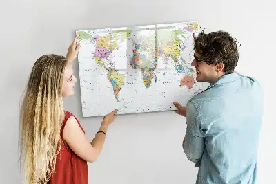 Mapa świata tablica magnetyczna z pisakiem