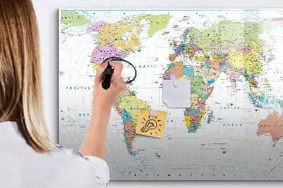 Mapa świata tablica magnetyczna z pisakiem