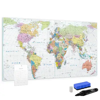 Mapa świata tablica magnetyczna z pisakiem
