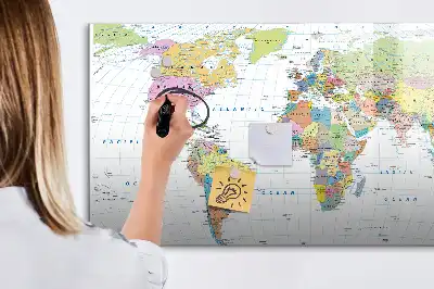 Mapa świata tablica magnetyczna z pisakiem