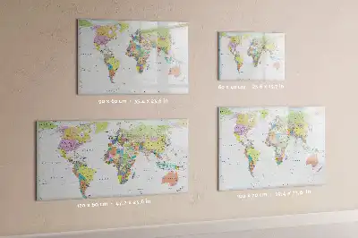 Mapa świata tablica magnetyczna z pisakiem