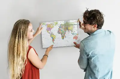 Mapa świata tablica magnetyczna z pisakiem