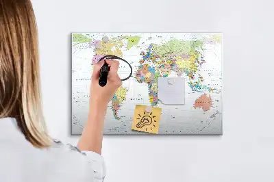 Mapa świata tablica magnetyczna z pisakiem