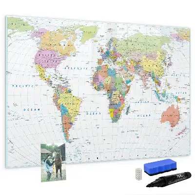 Mapa świata tablica magnetyczna z pisakiem