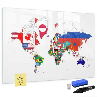 Tablica magnetyczna do pisania z motywem mapy flag państwowych