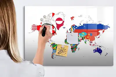 Tablica magnetyczna do pisania z motywem mapy flag państwowych