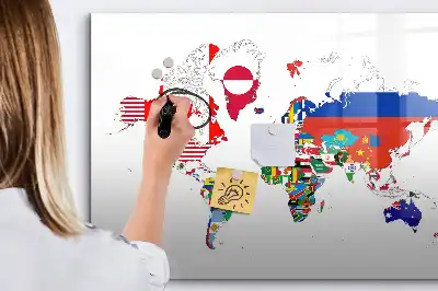 Tablica magnetyczna do pisania z motywem mapy flag państwowych