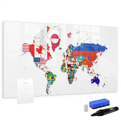 Tablica magnetyczna do pisania z motywem mapy flag państwowych