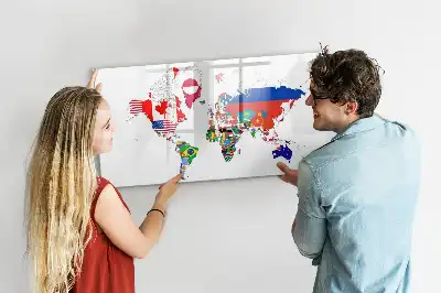 Tablica magnetyczna do pisania z motywem mapy flag państwowych
