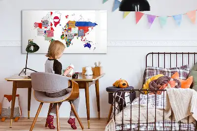 Tablica magnetyczna do pisania z motywem mapy flag państwowych