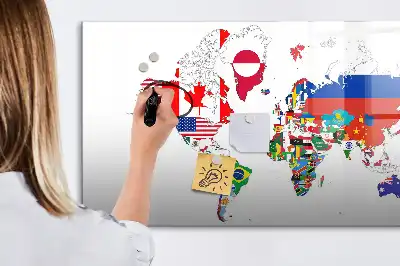 Tablica magnetyczna do pisania z motywem mapy flag państwowych