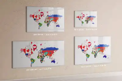 Tablica magnetyczna do pisania z motywem mapy flag państwowych