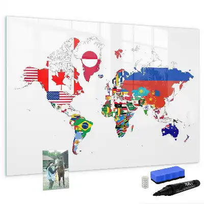 Tablica magnetyczna do pisania z motywem mapy flag państwowych