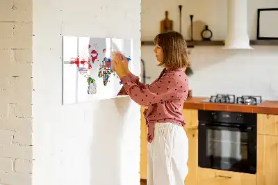 Tablica magnetyczna do pisania z motywem mapy flag państwowych