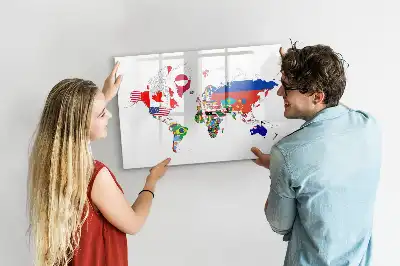 Tablica magnetyczna do pisania z motywem mapy flag państwowych