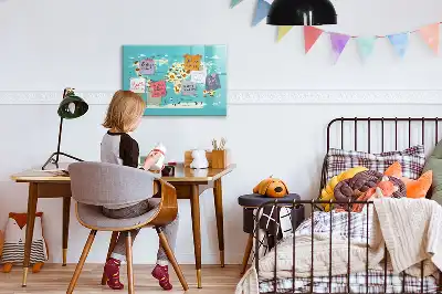 Tablica magnetyczna do pisania z motywem mapy świata zwierząt