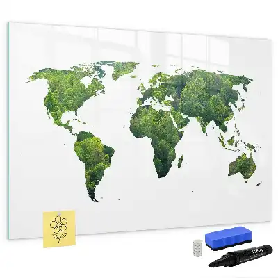 Ekologiczna mapa świata wersja z tablicą magnetyczną i pisakiem