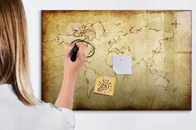 Tablica magnetyczna z pisakiem wzór starej mapy świata