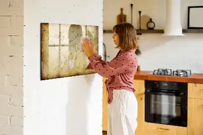 Tablica magnetyczna z pisakiem wzór starej mapy świata