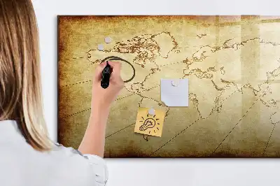 Tablica magnetyczna z pisakiem wzór starej mapy świata