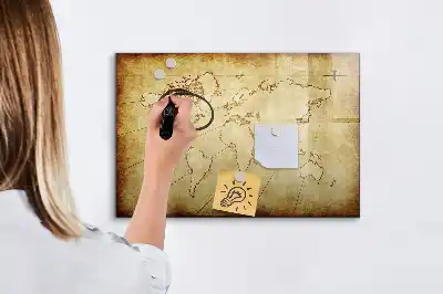 Tablica magnetyczna z pisakiem wzór starej mapy świata
