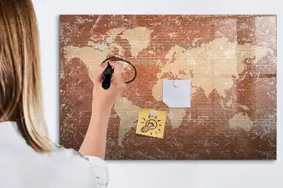 Tablica magnetyczna z pisakiem mapa świata na cegłę