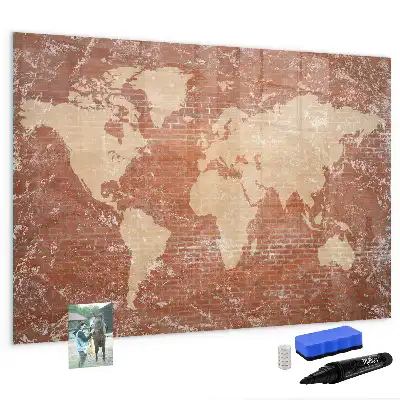 Tablica magnetyczna z pisakiem mapa świata na cegłę