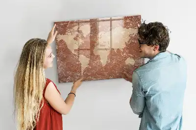 Tablica magnetyczna z pisakiem mapa świata na cegłę