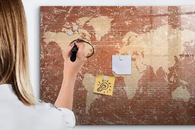 Tablica magnetyczna z pisakiem mapa świata na cegłę