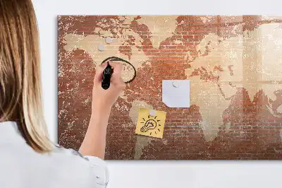 Tablica magnetyczna z pisakiem mapa świata na cegłę