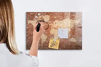 Tablica magnetyczna z pisakiem mapa świata na cegłę