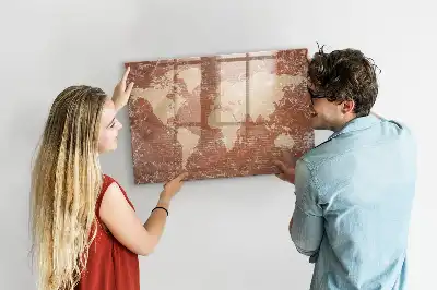 Tablica magnetyczna z pisakiem mapa świata na cegłę