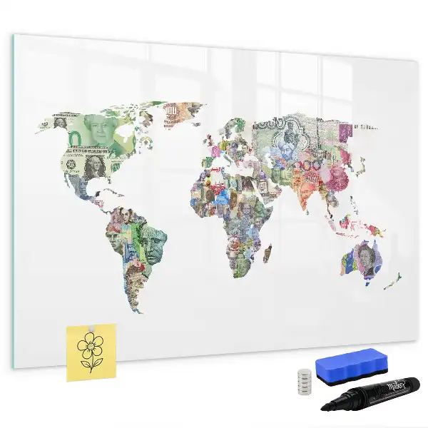 Tablica magnetyczna mapa z banknotów do pisania