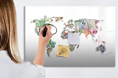 Tablica magnetyczna mapa z banknotów do pisania