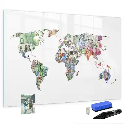 Tablica magnetyczna mapa z banknotów do pisania