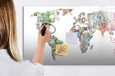 Tablica magnetyczna mapa z banknotów do pisania