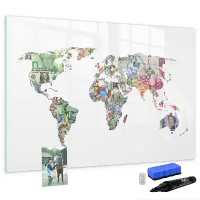 Tablica magnetyczna mapa z banknotów do pisania