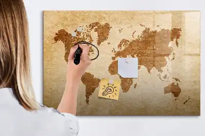 Tablica magnetyczna z motywem mapy świata w starym stylu