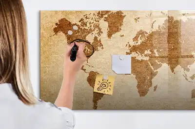 Tablica magnetyczna z motywem mapy świata w starym stylu