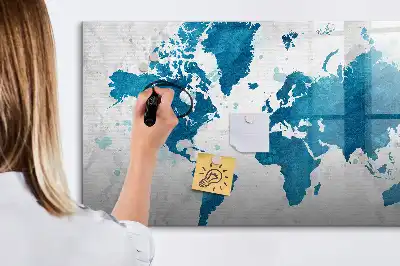 Mapa świata tablica magnetyczna z pisakiem