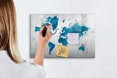 Mapa świata tablica magnetyczna z pisakiem
