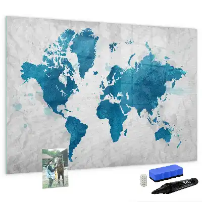 Mapa świata tablica magnetyczna z pisakiem