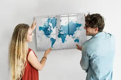 Mapa świata tablica magnetyczna z pisakiem