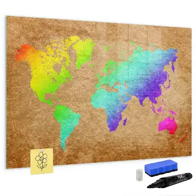 Tablica magnetyczna do pisania tęczowa mapa świata