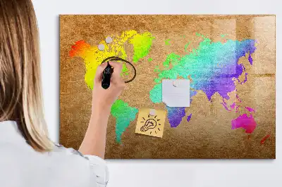 Tablica magnetyczna do pisania tęczowa mapa świata