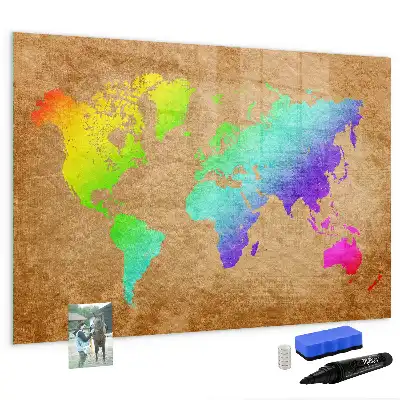 Tablica magnetyczna do pisania tęczowa mapa świata