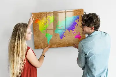 Tablica magnetyczna do pisania tęczowa mapa świata