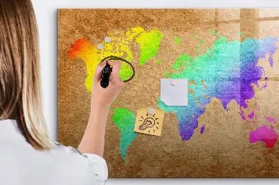 Tablica magnetyczna do pisania tęczowa mapa świata