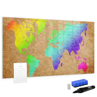 Tablica magnetyczna do pisania tęczowa mapa świata
