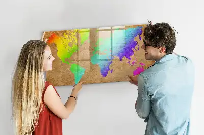 Tablica magnetyczna do pisania tęczowa mapa świata